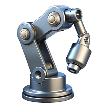 majestic energetic tropical Advanced robotic arm, chrome finish, multiple joints, precise grip. NO BACKGROUND with Transparent Background. precision png