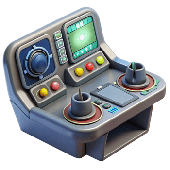 enchanting futuristic Spaceship cockpit control panel, complex buttons, digital displays. NO BACKGROUND with Transparent Background. genuine png