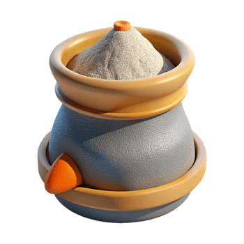 dramatic geometric Bag of concrete mix NO BACKGROUND with Transparent Background. sharp png
