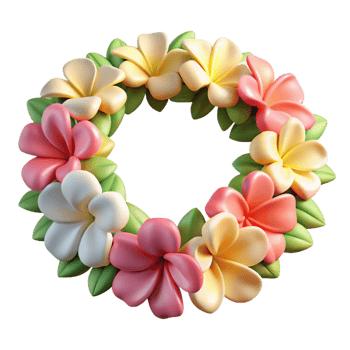 whimsical spectacular Lei, Hawaiian flower garland, NO BACKGROUND with Transparent Background. luxury png