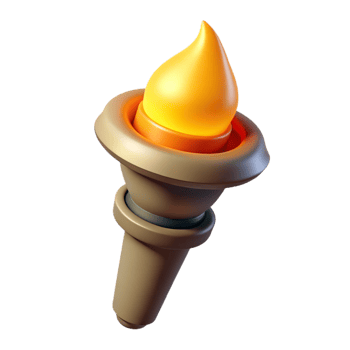 serene nordic A single, burning torch casting a warm glow. NO BACKGROUND with Transparent Background. refined png
