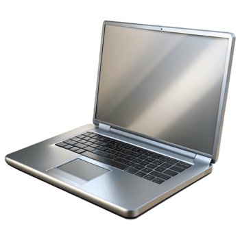 energetic stunning A sleek, silver laptop computer, closed. NO BACKGROUND with Transparent Background. detailed png