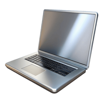 immaculate joyful vintage A sleek, silver laptop computer, closed. NO BACKGROUND with Transparent Background. artisan png