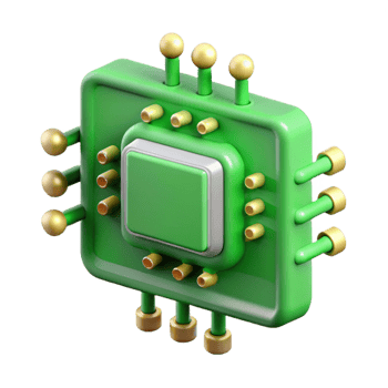 hypnotic memorable A circuit board, green with visible components. NO BACKGROUND with Transparent Background. png