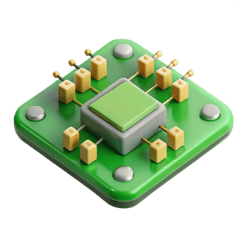 ethereal breathtaking A circuit board, green with visible components. NO BACKGROUND with Transparent Background. premium png