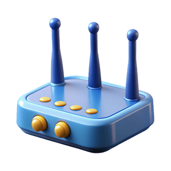 exemplary organic A router, with antennas extended. NO BACKGROUND with Transparent Background. artisan png