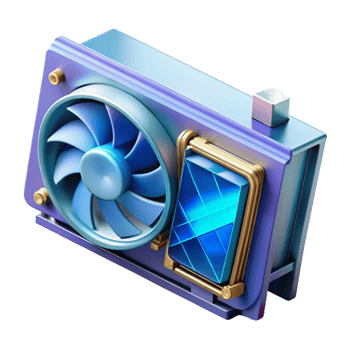 unforgettable baroque A graphics card, with cooling fan. NO BACKGROUND with Transparent Background. crisp png
