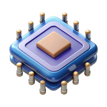 vibrant celebrated A CPU, pins visible. NO BACKGROUND with Transparent Background. png