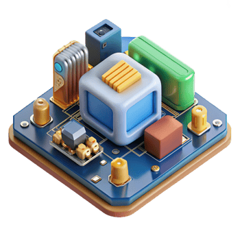 striking avant-garde A motherboard, with components attached. NO BACKGROUND with Transparent Background. high quality png
