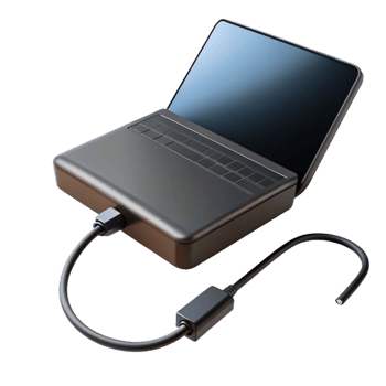 notable minimalist A laptop charger, black. NO BACKGROUND with Transparent Background. handcrafted png