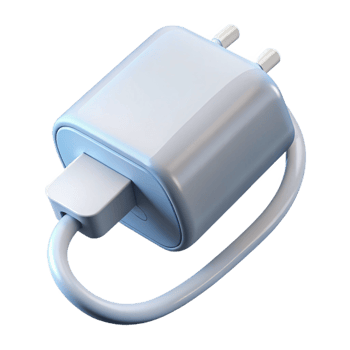 remarkable minimalist A phone charger, white. NO BACKGROUND with Transparent Background. sharp png