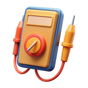 notable minimalist A multimeter, with probes attached. NO BACKGROUND with Transparent Background. perfect clarity png