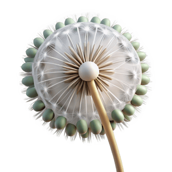 dazzling modern Close-up of dandelion seed head NO BACKGROUND with Transparent Background. 4K png