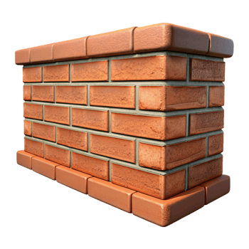 romantic magnificent Brick wall section, aged texture, NO BACKGROUND with Transparent Background. studio quality png