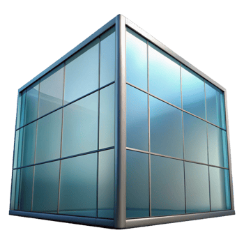 bold picturesque Glass curtain wall, reflective surface, NO BACKGROUND with Transparent Background. crisp png