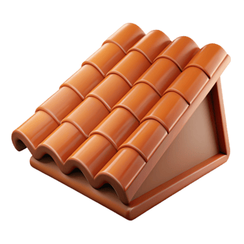 striking intense retro Roof tile, clay material, NO BACKGROUND with Transparent Background. 4K png