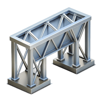 mysterious impressive Beam bridge, steel supports, NO BACKGROUND with Transparent Background. museum quality png