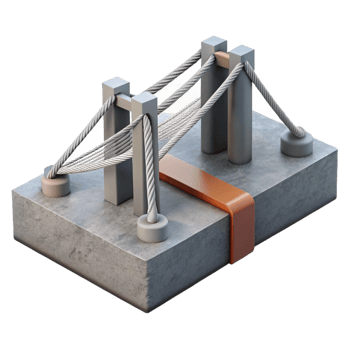 iconic geometric Suspension bridge cable anchorage, concrete block, NO BACKGROUND with Transparent Background. impeccable png