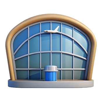 striking elegant Airport terminal window, large pane, NO BACKGROUND with Transparent Background. museum quality png