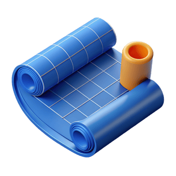 beautiful notable Blueprint roll, architectural drawing, NO BACKGROUND with Transparent Background. png
