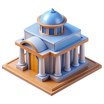pristine renaissance Architectural model, miniature building, NO BACKGROUND with Transparent Background. luxury png