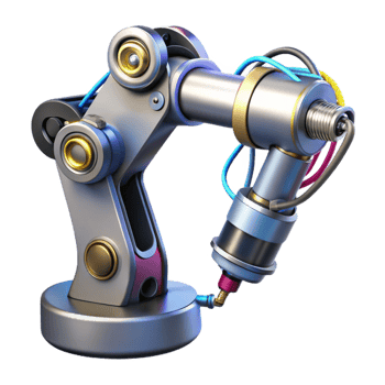 exquisite impressionist Cyberpunk robotic arm with intricate wiring NO BACKGROUND with Transparent Background. luxury png