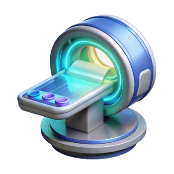 harmonious gorgeous Advanced medical scanner displaying holographic data NO BACKGROUND with Transparent Background. sharp png
