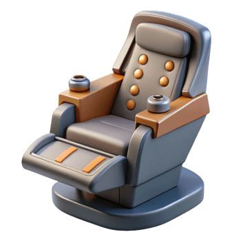 majestic bold renaissance Spaceship cockpit chair with control sticks NO BACKGROUND with Transparent Background. crisp png