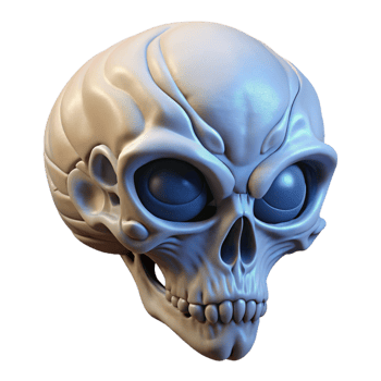 harmonious stunning Alien skull with intricate bone structure NO BACKGROUND with Transparent Background. ultra HD png