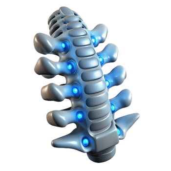 glorious standout Cybernetic spine with glowing nodes NO BACKGROUND with Transparent Background. png