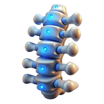 enchanting iconic Cybernetic spine with glowing nodes NO BACKGROUND with Transparent Background. png