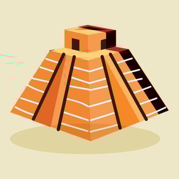 Mexico ancient Kukulcan pyramid flat design illustration vector
