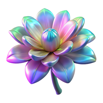 hypnotic timeless Alien flower with iridescent petals NO BACKGROUND with Transparent Background. png