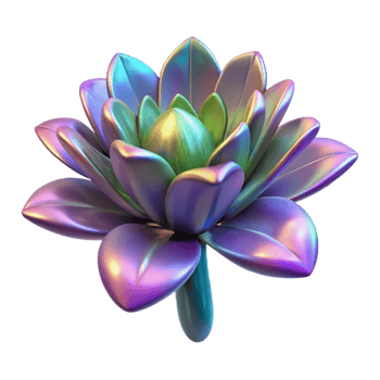 dramatic iconic Alien flower with iridescent petals NO BACKGROUND with Transparent Background. png