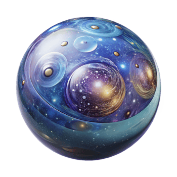 coveted abstract A glass orb filled with swirling galaxies. NO BACKGROUND with Transparent Background. expertly shot png