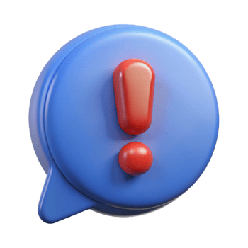 striking intense elegant A stylized speech bubble with an exclamation mark. NO BACKGROUND with Transparent Background. 4K png