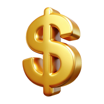 radiant distinctive A stylized dollar sign made of gold. NO BACKGROUND with Transparent Background. png