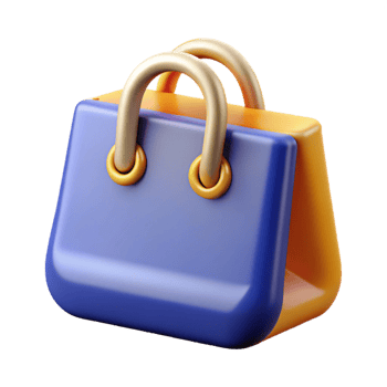 pristine joyful impressionist A stylized shopping bag icon. NO BACKGROUND with Transparent Background. detailed png