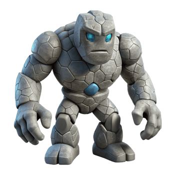 captivating inspired A powerful golem, made of stone, NO BACKGROUND with Transparent Background. png