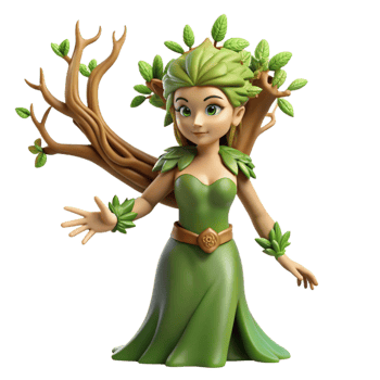 exquisite ethereal nordic A beautiful dryad, emerging from a tree, NO BACKGROUND with Transparent Background. crisp png