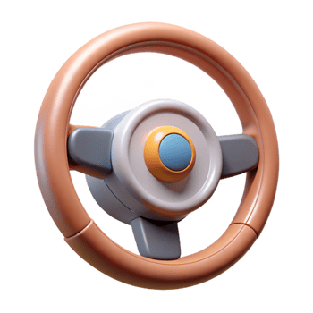 dramatic celebrated A self-driving car steering wheel. NO BACKGROUND with Transparent Background. png