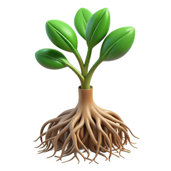 impressive bohemian Root system of a small plant NO BACKGROUND with Transparent Background. expertly shot png
