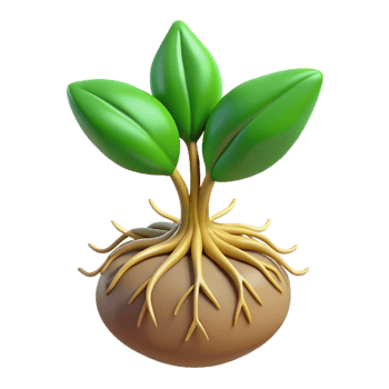 energetic pristine Root system of a small plant NO BACKGROUND with Transparent Background. crisp png