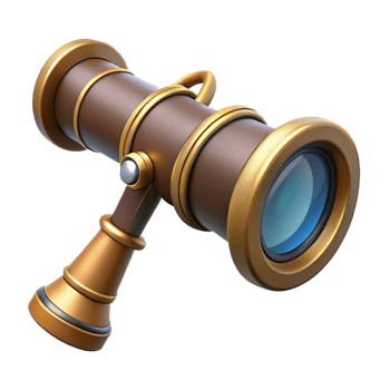 wonderful traditional Steampunk spyglass with a retractable lens and a leather grip. NO BACKGROUND with Transparent Background. crisp png