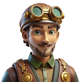 distinctive futuristic Steampunk character portrait with intricate details and clockwork elements. NO BACKGROUND with Transparent Background. elite png