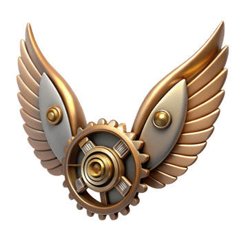impressive organic Steampunk wings hair accessory with delicate metalwork and gears. NO BACKGROUND with Transparent Background exclusive png