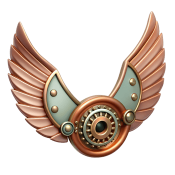 passionate gorgeous Steampunk wings hair accessory with delicate metalwork and gears. NO BACKGROUND with Transparent Background fine detail png