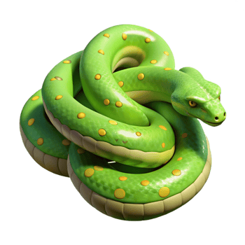sumptuous minimalist A slithering green tree python, coiled. NO BACKGROUND with Transparent Background. premium png