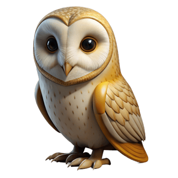 striking artistic A perched barn owl, staring intensely. NO BACKGROUND with Transparent Background. genuine png