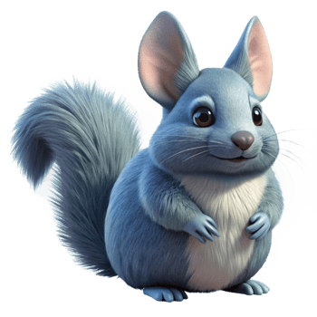 peaceful fascinating A chinchilla, sitting, fluffy tail. NO BACKGROUND with Transparent Background. high resolution png